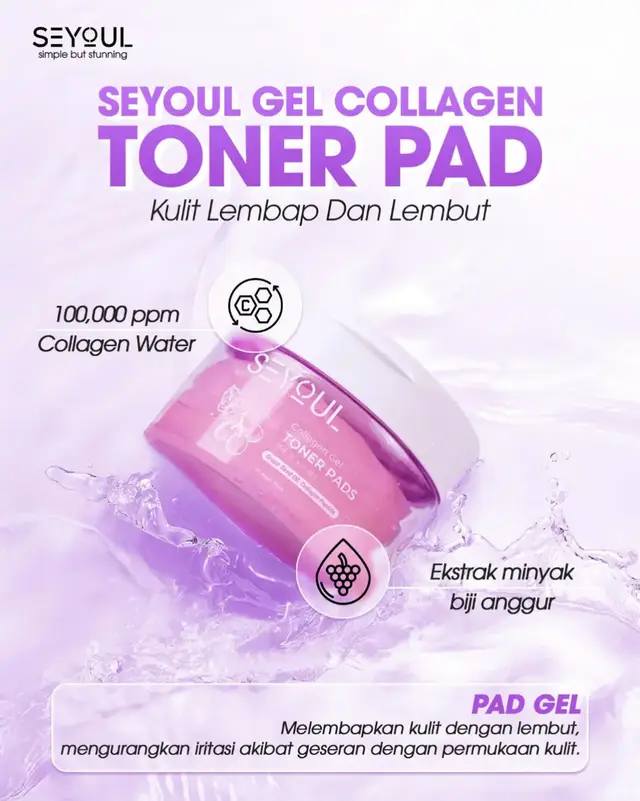 ✨ Dengan cuaca panas dan lembap seperti sekarang di Malaysia, kulit mudah kehilangan kelembapan, kusam dan kekurangan cahaya. Biarkan Seyoul Gel Collagen Toner Pad membantu mengembalikan kulit yang tegang dan berseri! ✨ 100,000 ppm Collagen Water - Menyuburkan kulit dari dalam. ✨ Ekstrak minyak biji anggur - Kulit lembut, tegang dan anjal. ✨ Pad gel yang unik, membantu merawat kulit dengan lembut, mengurangkan iritasi, dan melindungi kulit setiap hari.  Tidak perlu risau lagi tentang kulit kusam dan kering. Penjagaan kulit yang mudah, berkesan sejak penggunaan pertama!  👉 Cuba sekarang dan rasai perbezaannya! 💜  #Seyoul #SeyoulMalaysia #GelCollagenTonerPad #Skincare #GlassSkin 