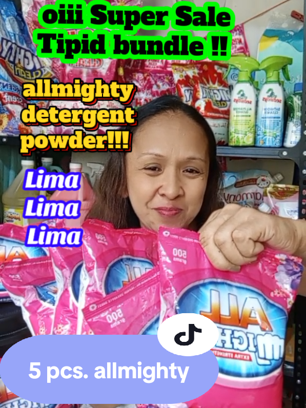 #allmighty #bestseller #powderdetergent #sabon #laundrydetergent  limang balot na tig kalahating kilo ang mariricieve , tipid at sulit bundle pa , linis bango ang mga nilabhan !!! 