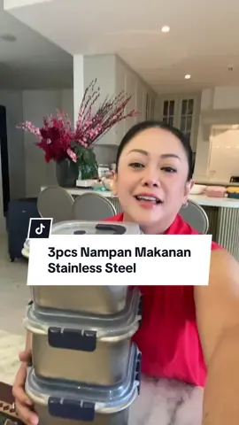 3pcs Wadah Makanan Stainless Steel food grade yg aman dan baik utk menyimpan makanan #nampanstainless #wadahmakanan #tempatmakanstainless #promo #cuantanpabatas✅ 