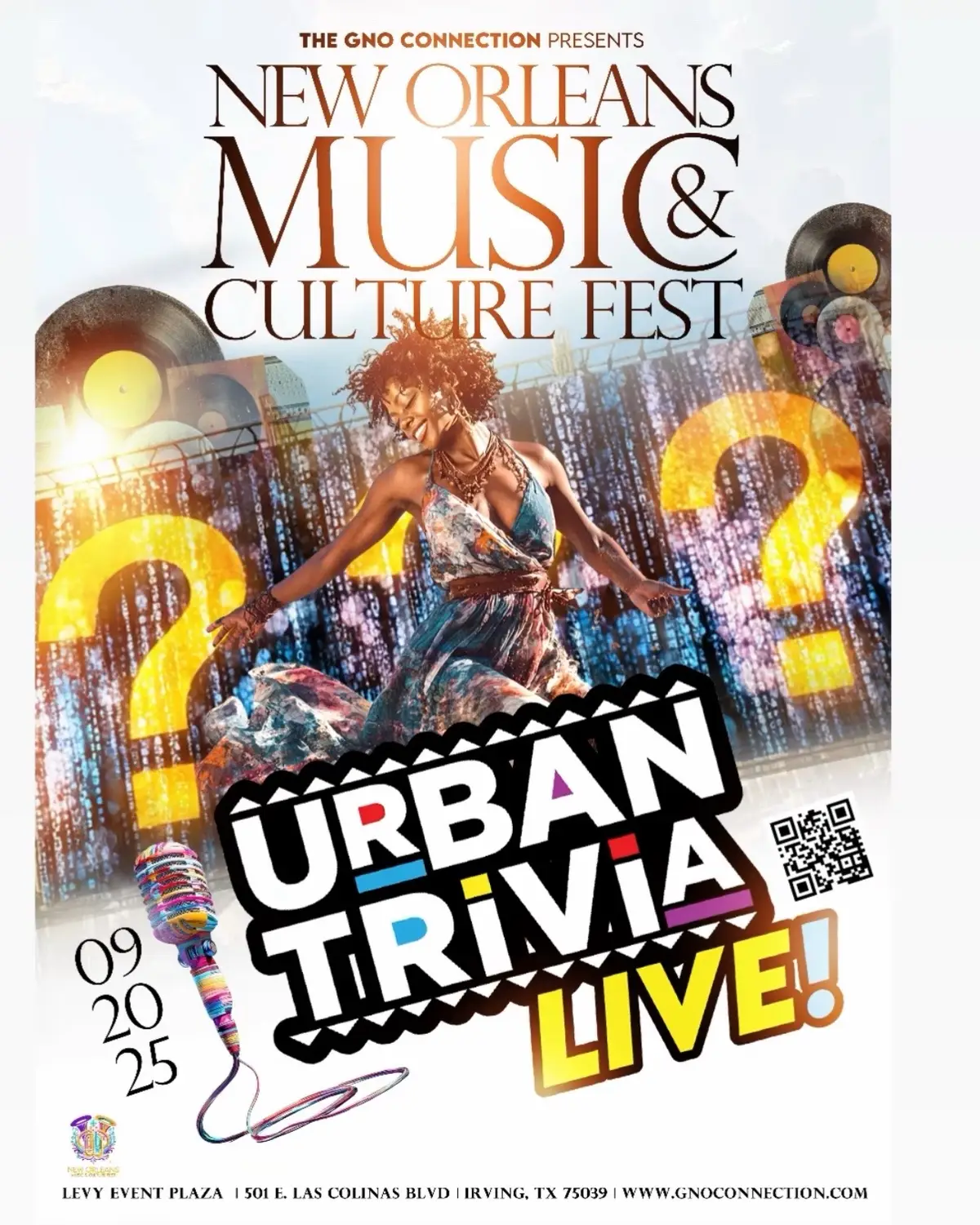 GNO Connection x Urban Trivia 🎶 We’re bringing the culture to Irving, TX! Bayou in the Big D is our official activation inside the New Orleans Music & Culture Fest — where bold art, rich culture, and live music collide. 📅 Sept 20, 2025 📍 Levy Event Plaza – Irving, TX #ThingsToDolnDallas #UrbanTriviaLive #DallasTx #DallasNightlife @UrbanTriviaGame 