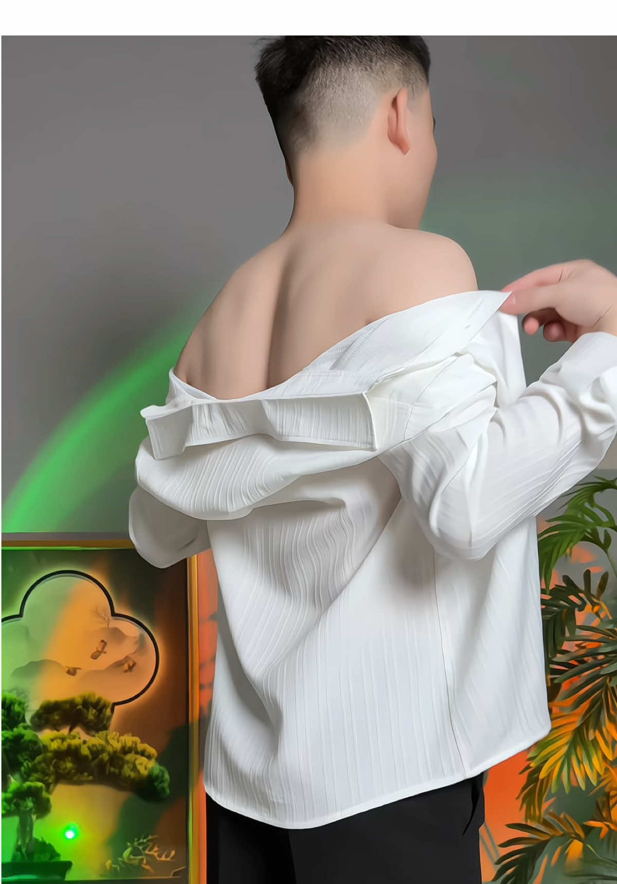 ÁO SƠ MI NAM TAY DÀI VÂN ĐÔI MÀU TRẮNG/ĐEN #aosomi #aosominam #thoitrang #viralvideo #xuhướng 