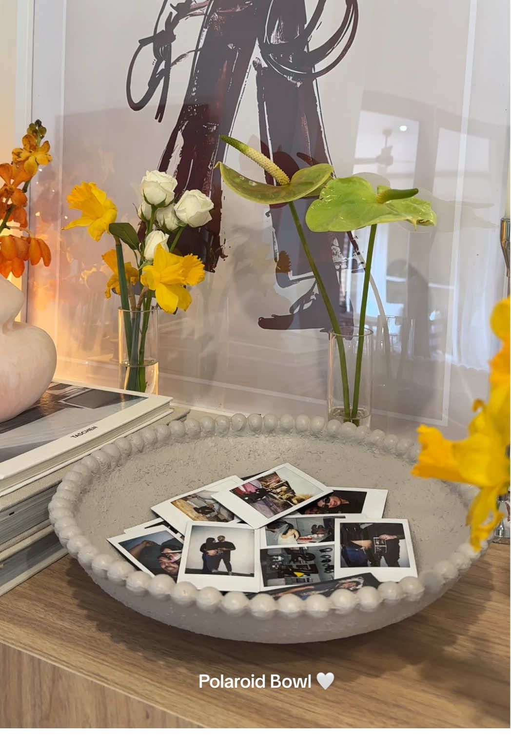 Collected too many Polaroids, so I turned them into a Polaroid bowl 🎞️🤍saw this on TikTok & couldn’t resist!  #polaroid #homedecor #Home #photography #fyp 
