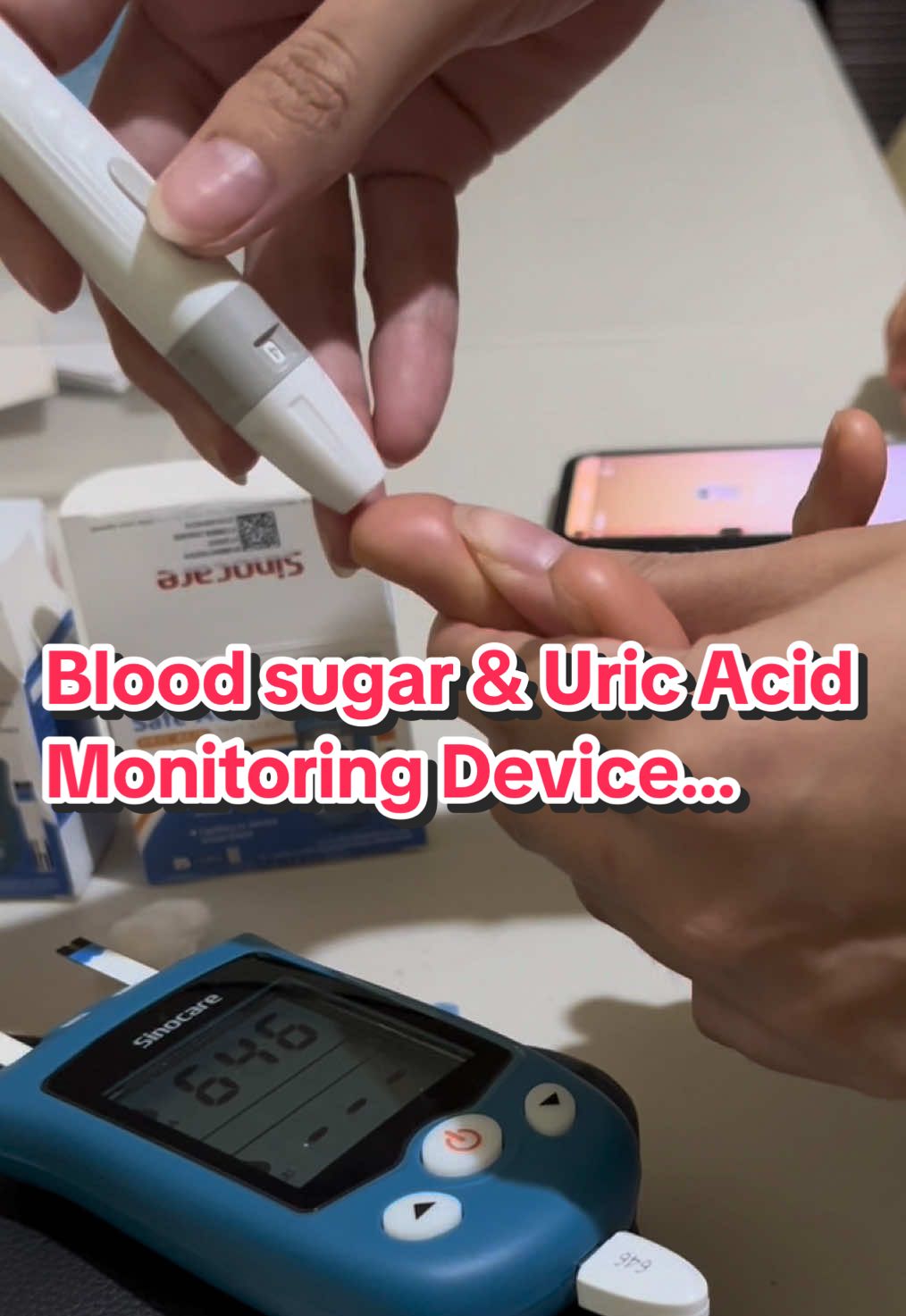 This is a must have especially pag may mga seniors na sa bahay. Mag fasting lang ng 6-8hrs then macheck na ang sugar at uric kahit d na pumuntang ospital.  #bloodsugarcheck #bloodsugar  #uricacidcontrol  #sinocareglucometer  #diabetesawareness