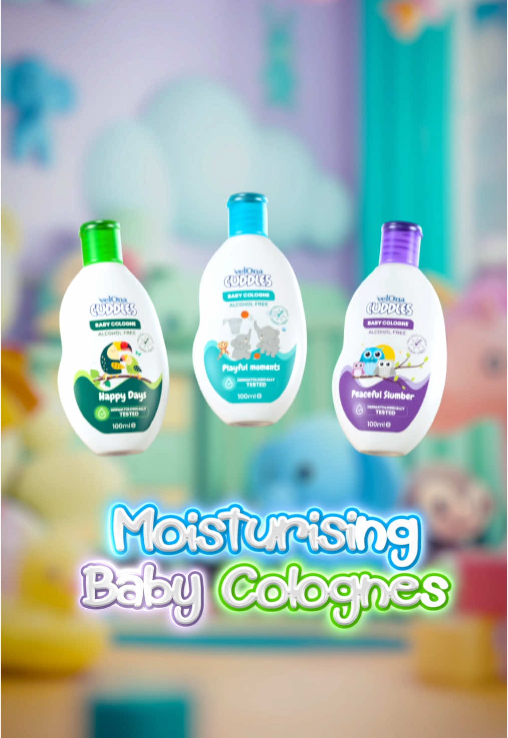 A soft scent for every kind of cuddle  Velona Cuddles Baby Colognes come in three gentle fragrances, each crafted to add a little more joy to your baby’s day. Dermatologically tested and alcohol-free, it’s the sweetest scent of love, safe for even the most delicate skin.  #velonacuddles #BabyCologne #GentleFragrance #SoftOnSkin