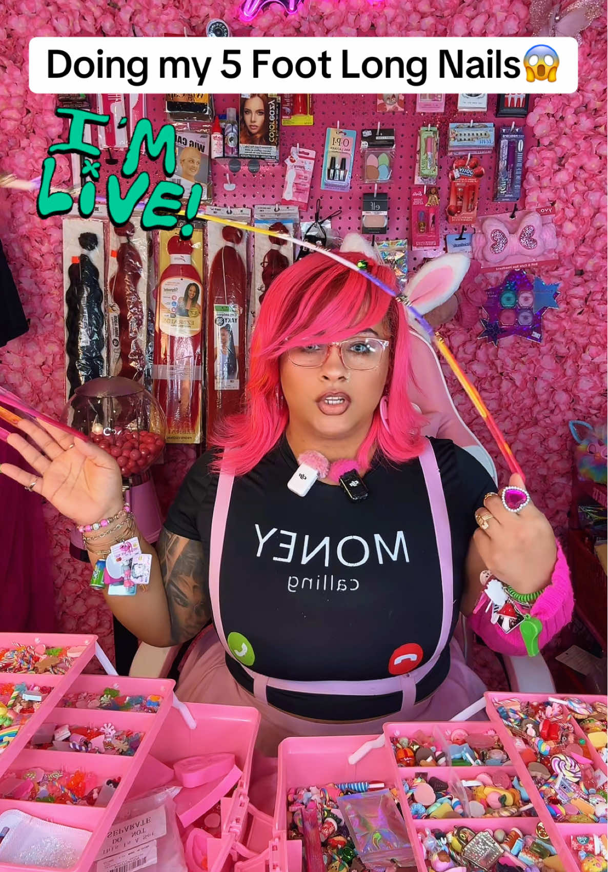 I’m Live! ASMR Doing my 5 Foot Long Nails😱💅 #asmr #longnails #DIY 