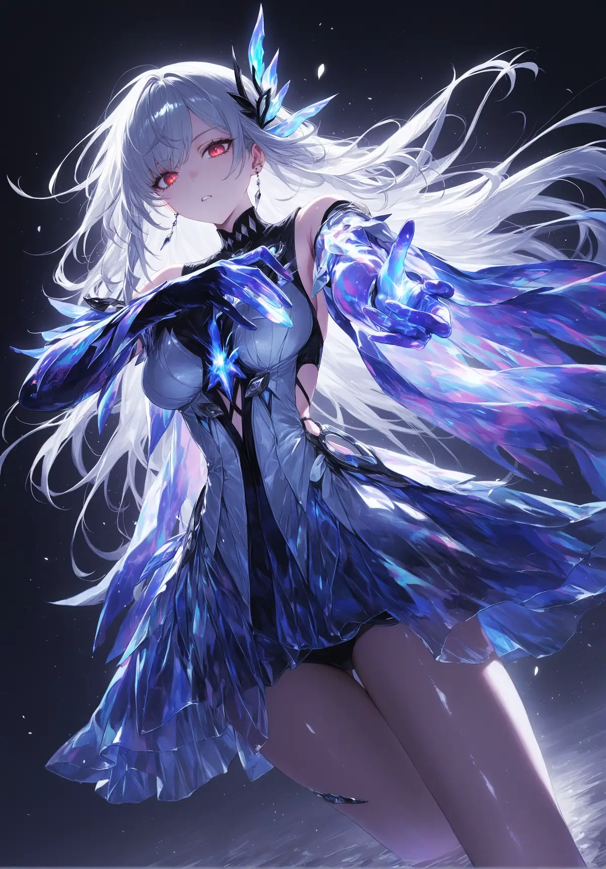 Super Burning Alert! Skirk slashes through Teyvat with ice power🌌  White hair wrapped in abyss darkness, ice blade freezes space when drawn —— she's the Abyss ruthless one who taught Childe 