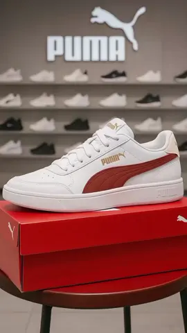 PUMA Shuffle Trainers White-Intense Red-Gold Original #Sepatuwanita #sepatupria #Puma #sepatu #sepatucasual 