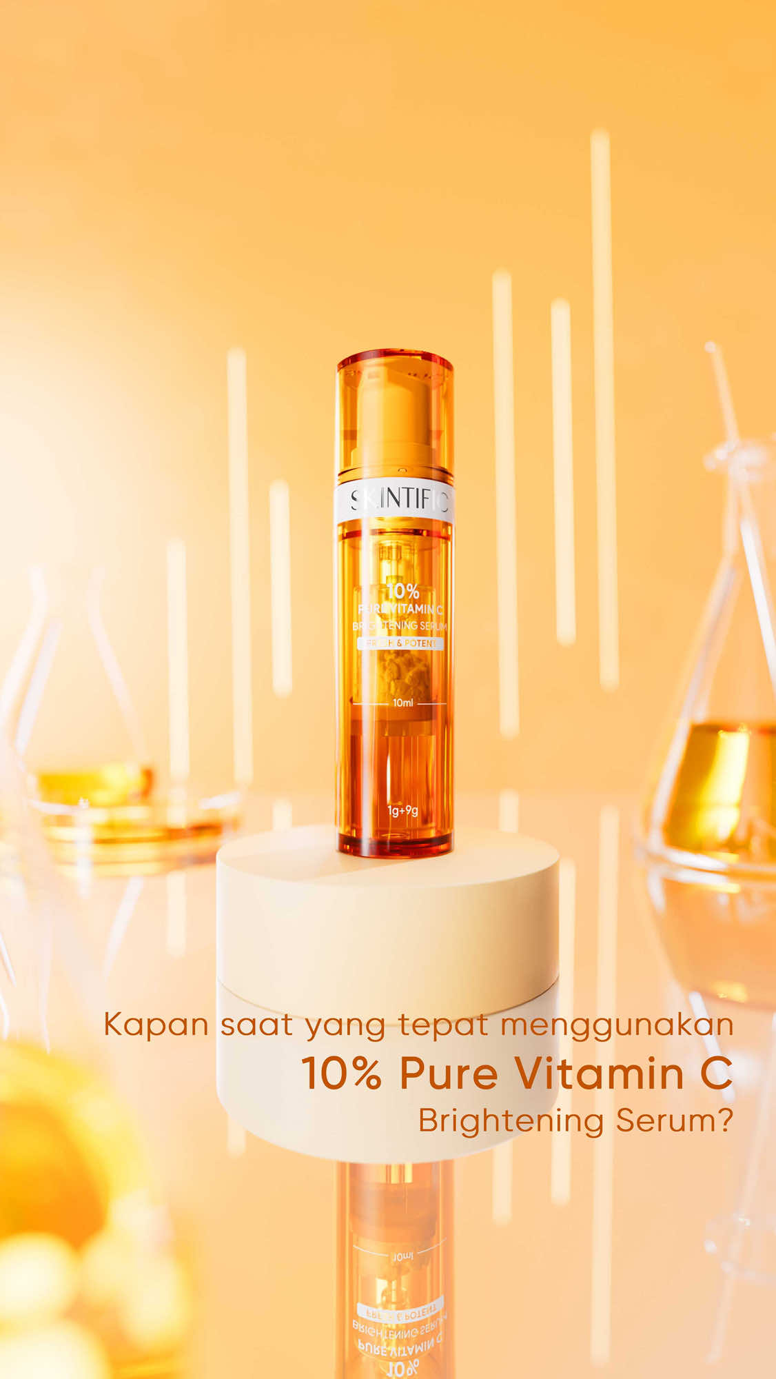 ✨ Kapan Waktu Terbaik Pakai Vitamin C Biar Efeknya Maksimal? Ini Jawabannya!🔍 10% Pure Vitamin C Brightening Serum dapat digunakan setiap hari dan bekerja dengan optimal baik di pagi maupun malam hari ya, Skintizen!🧡  #SKINTIFIC #skintificid #SKINTIFICPureVitC 