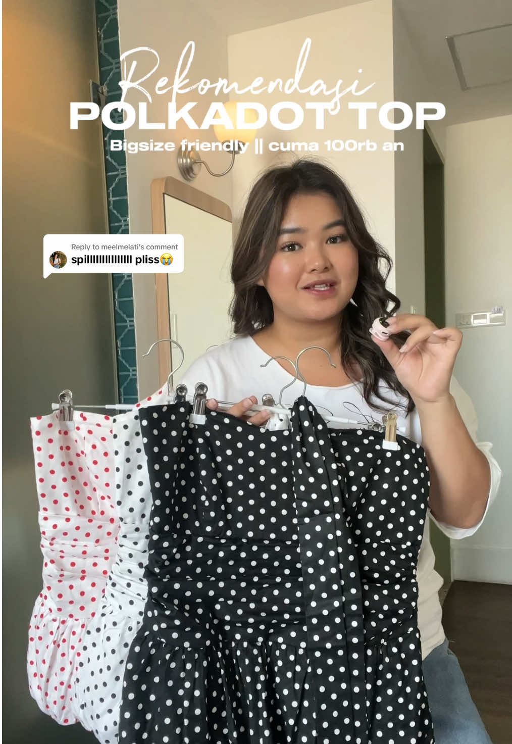 Replying to @meelmelati ini polkadot tube top yang bigsize friendly! Gilak cinta sih sampe koleksi semua warna🤭🤍 #bigsizefashion #tubetop #polkadot 