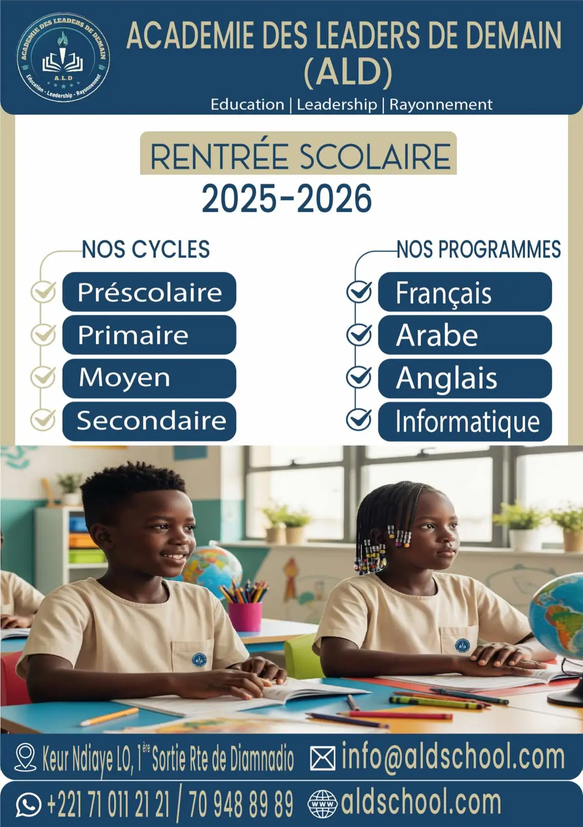 Créavision AI est mon entreprise personnelle qui travaille dans le domaine de l'infographie, de l'impression numérique et de la création de sites web. Je crée cette page pour discuter des projets à venir. Tu veux un visuel qui parle de ta marque ? Créavision AI transforme ton idée en impact visuel. Infographie, impression, web — tout est possible. Contacte-moi maintenant et donne vie à ton projet ! 77 742 20 08 / 78 234 43 07 #personnlisation #senegalaise_tik_tok  #école #école 