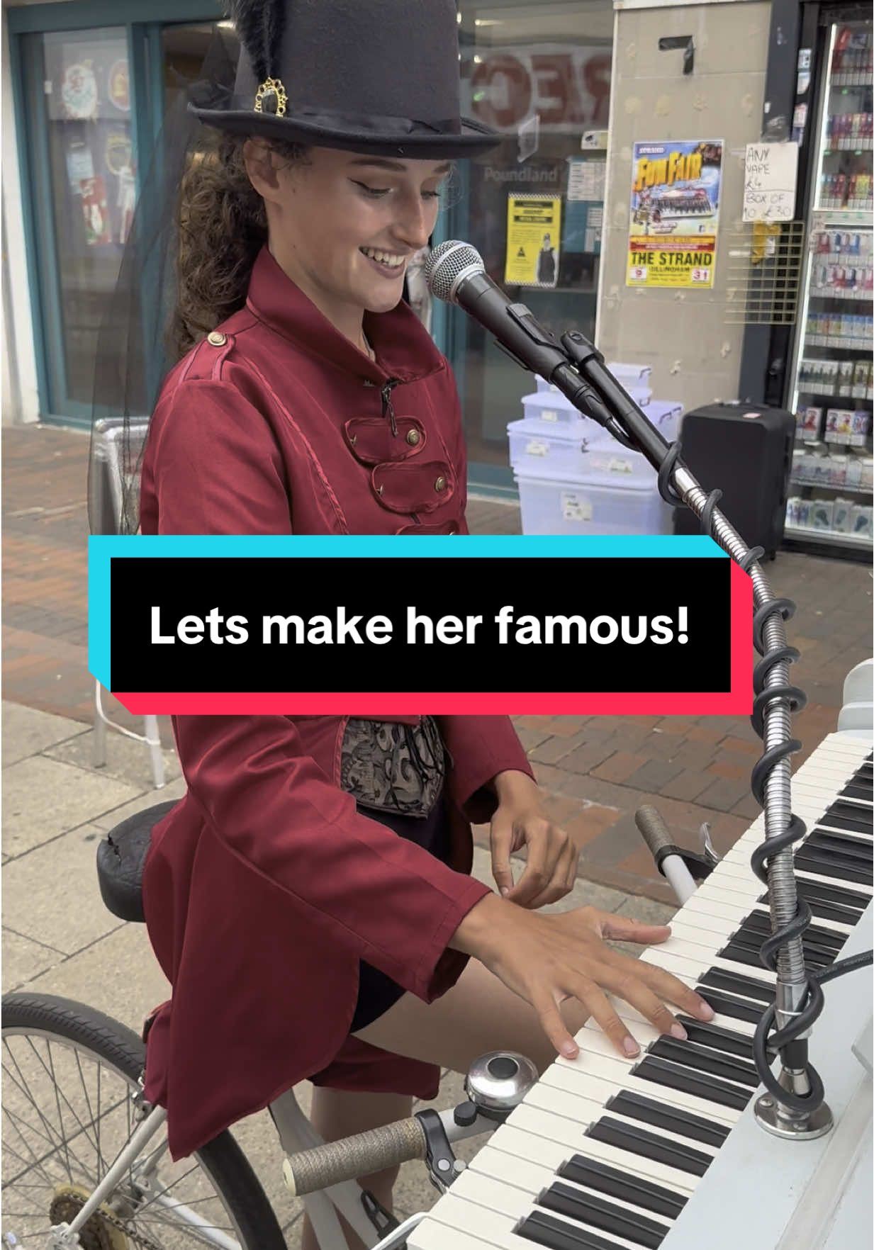 Making my way down town and I met the piano bike girl! @Chloe Marie Aston Lets make her go viral! 