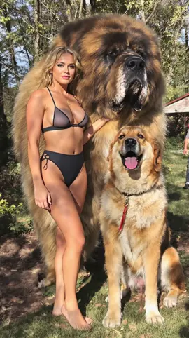 A woman with her best friends💗💐🐶 #fyp #dogtok #giantdog #doglover #ai 