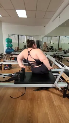 It's been 4 months of weekly reformer pilates and I can't believe how much of a difference in my abilities I've noticed!  #reformerpilates #plussizepilates #apronbelly #plussizetiktok #FatLiberation 