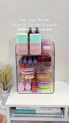 Finally! Can organize na makeups neatly with this ✨ the perfect size for small rooms since di masyado magtetake up space!  — #creatorsearchinsights #acrylicorganizer #makeuporganizer #cosmeticstorage #storagerack Bathroom Four Layer Organizer Shelf Acrylic Makeup Storage Rack Skincare Cosmetic Liptick Holder