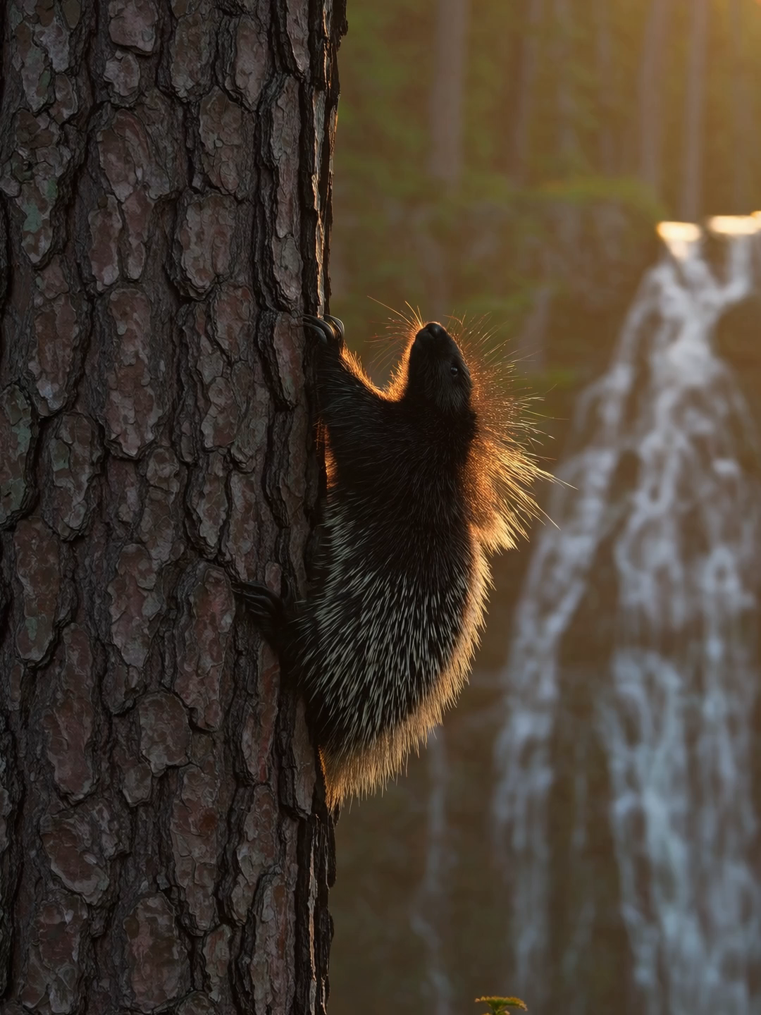 🦔✨ 30,000 quills of protection! | Baby porcupines are called porcupettes! 👶 Share the cuteness! Whitewater Falls, North Carolina 🏞️ #Porcupine #NorthCarolina #UniqueAnimals #QuillPower #wildlifenature