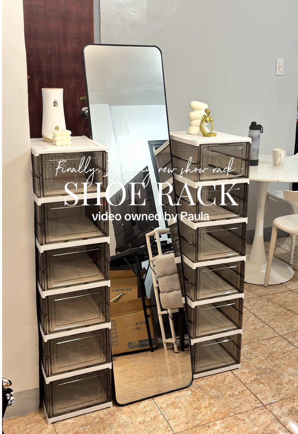 this is so pretty shoe rack I swearrr 🩶🫶🏻. #shoerack #shoeorganizer #shoebox 