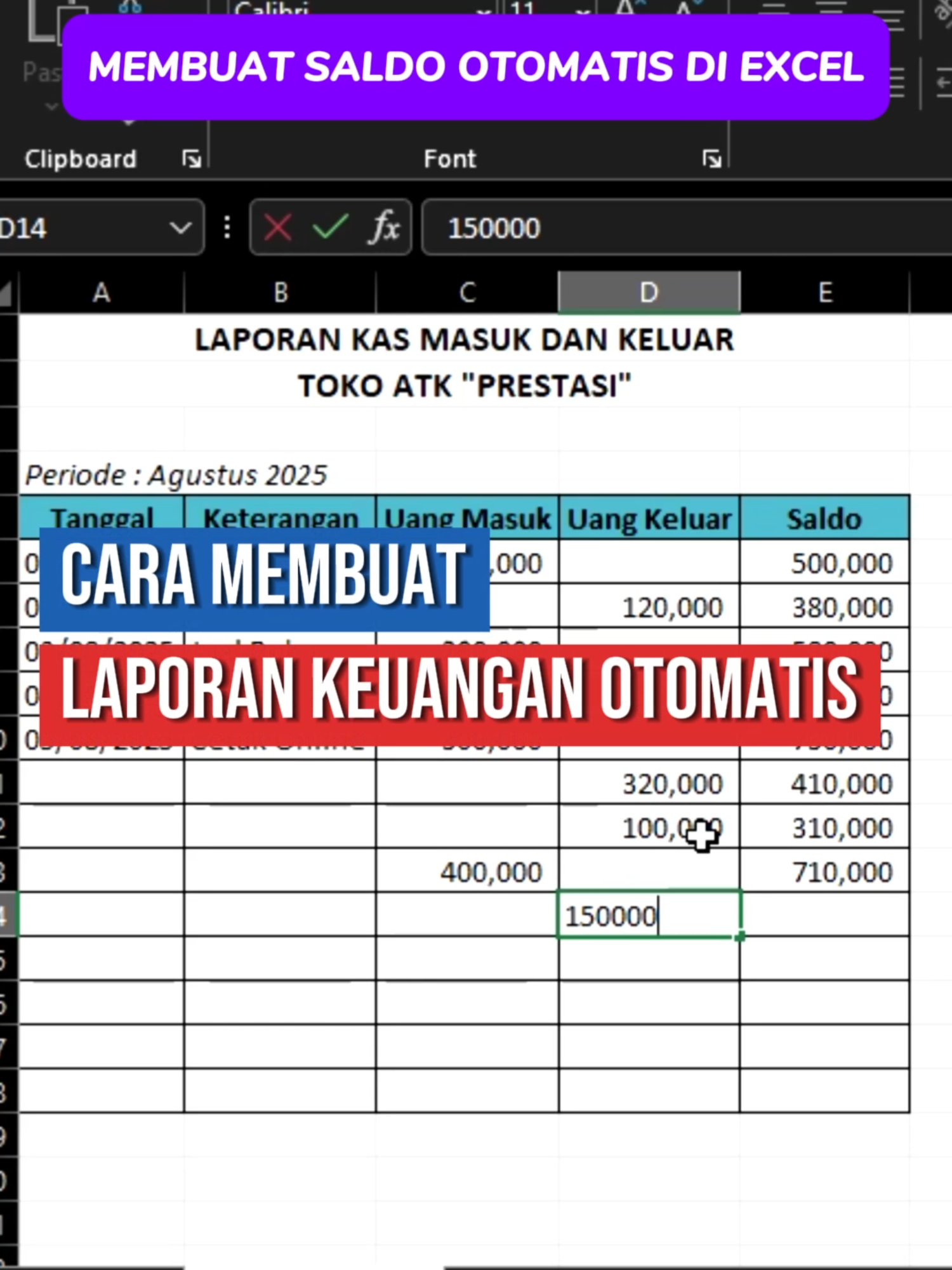 Tutorial membuat laporan keuangan otomatis di Excel #excel #exceltips #belajar #fyp #viral #tutorial