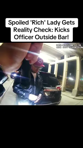 Spoiled 'Rich' Lady Gets Reality Check: Kicks Officer Outside Bar! #cops #police #foryou 