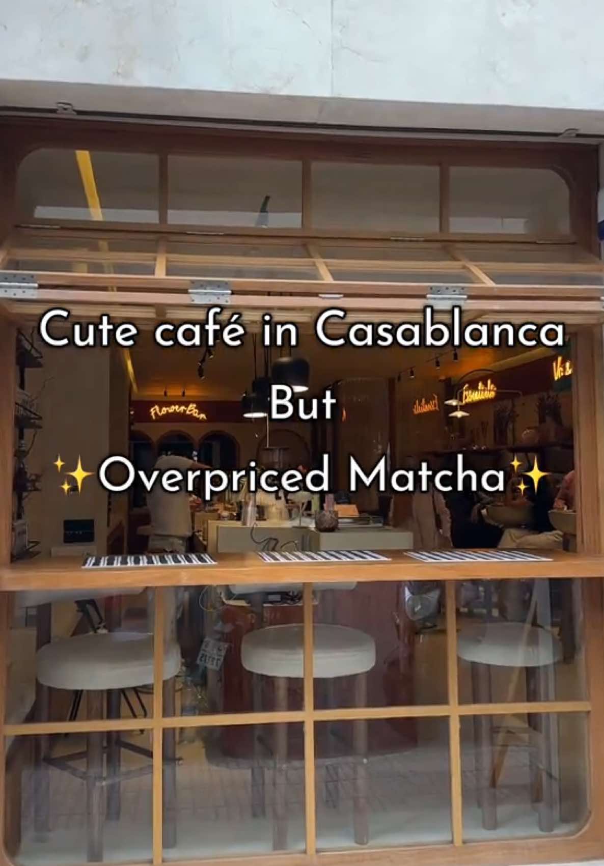 This place is adorable, perfect for a chill day or cute pics — but would I pay that much for a matcha again? Hmm... #casablancacafe #matchalatte #cafehopping #morocco #aestheticcafe 