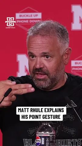 The mystery has been solved. Nebraska football head coach Matt Rhule explains the meaning behind his well-known point gesture he uses in photos. #huskers #gbr #nebraska #nebraskafootball #CollegeFootball