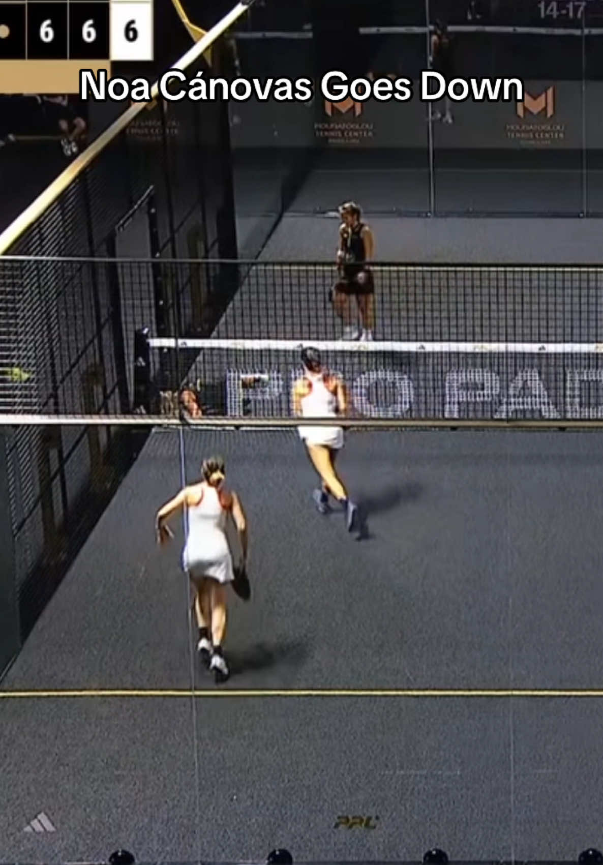 Noa Cánovas went down during her match with what looked to be an ankle injury.  She showed tremendous grit returning to the match to finish out the tiebreak. #PPL #ProPadelLeague #PPLGuadalajara 