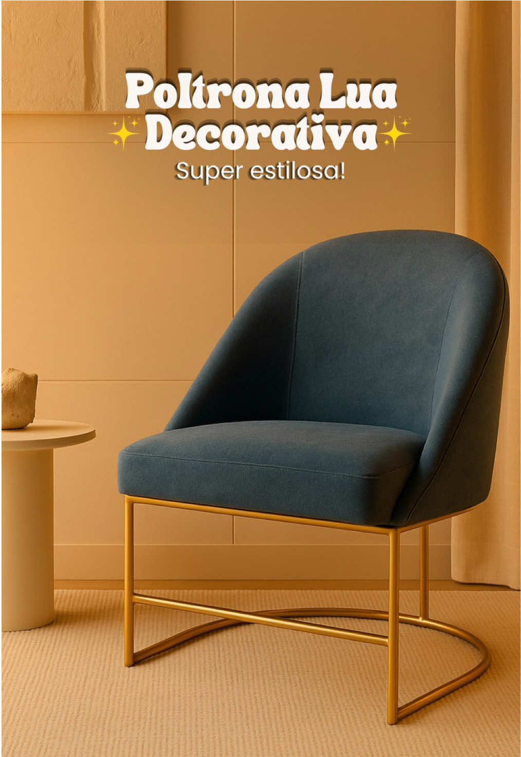Cadeira Decorativa Poltrona Lua Base Metálica Estilo Industrial Dourado ##cadeira##shopee Link no perfil 