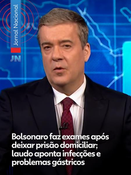 #Hospital - O ex-presidente Jair Bolsonaro passou por exames neste sábado (16) no Hospital DF Star, em Brasília. Autorizado pelo ministro do STF, Alexandre de Moraes, Bolsonaro deixou a prisão domiciliar pela manhã, retornando no começo da tarde. Segundo o boletim médico, os exames mostraram imagem residual de duas infecções pulmonares, e persistência da esofagite e da gastrite. Ele vai receber tratamento contínuo com remédios. Veja mais clicando em 'leia o artigo' #JN #JornalNacional #g1 #Bolsonaro #JairBolsonaro #esofagite #gastrite #infecçãopulmonar #Brasília