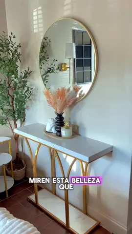 Mesa consola dorada con acabado mármol y luces LED ✨ lujo total por menos de $90 🤯 ideal para sala, pasillo o entrada @Yitahomefurniture #tiktokfind #homedecor #luxuryforless #salealert #tiktokshopbacktoschool  