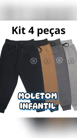 Kit 4 Calças de Moletom Infantil ✨ Tamanho 2 ao 12 ✨
