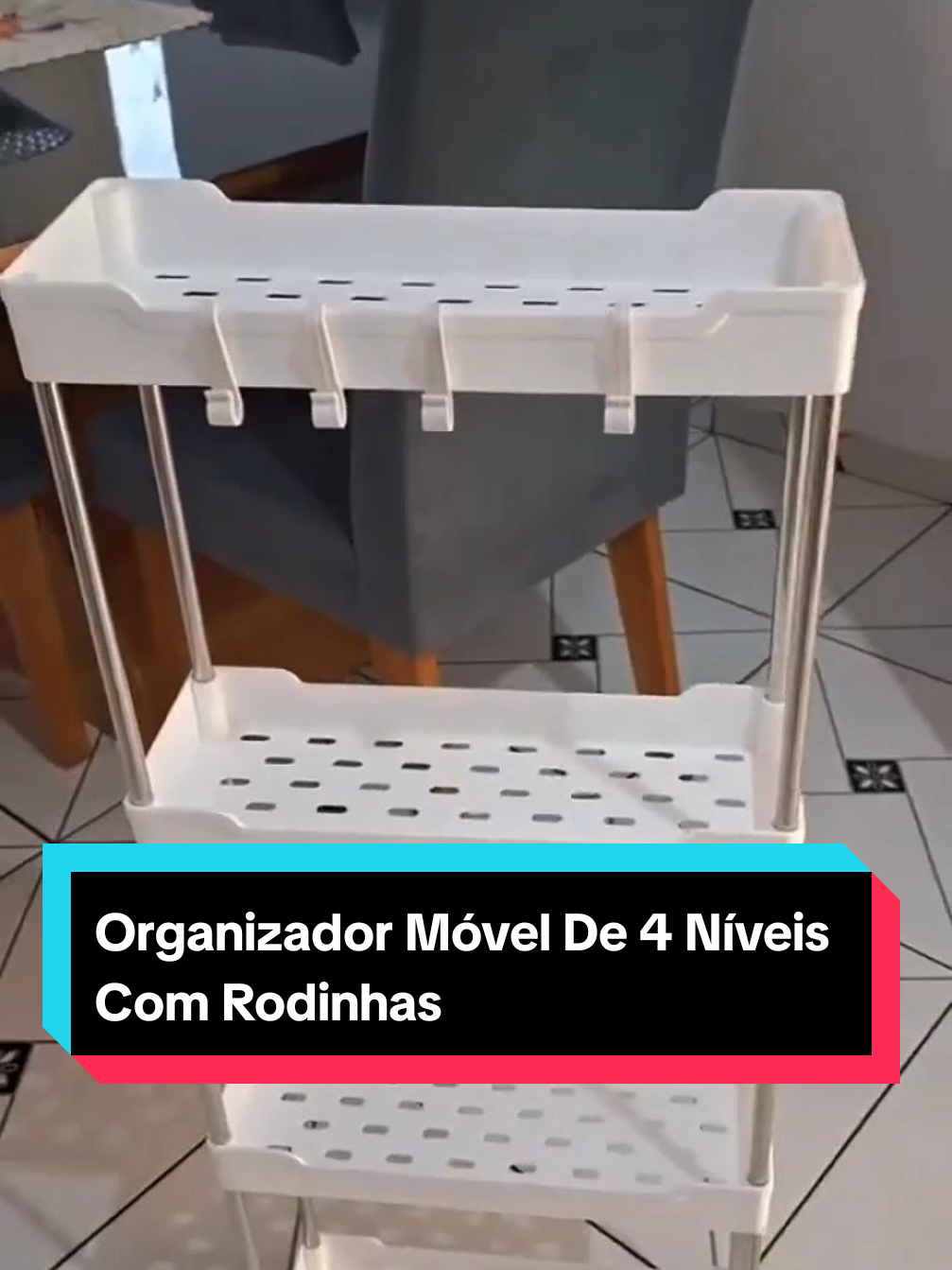Organizador Móvel De 4 Níveis Com Rodízios Para Diversos Objetos e Rodinhas GARANTA O SEU AGORA #tiktokshopchegou #organizador 