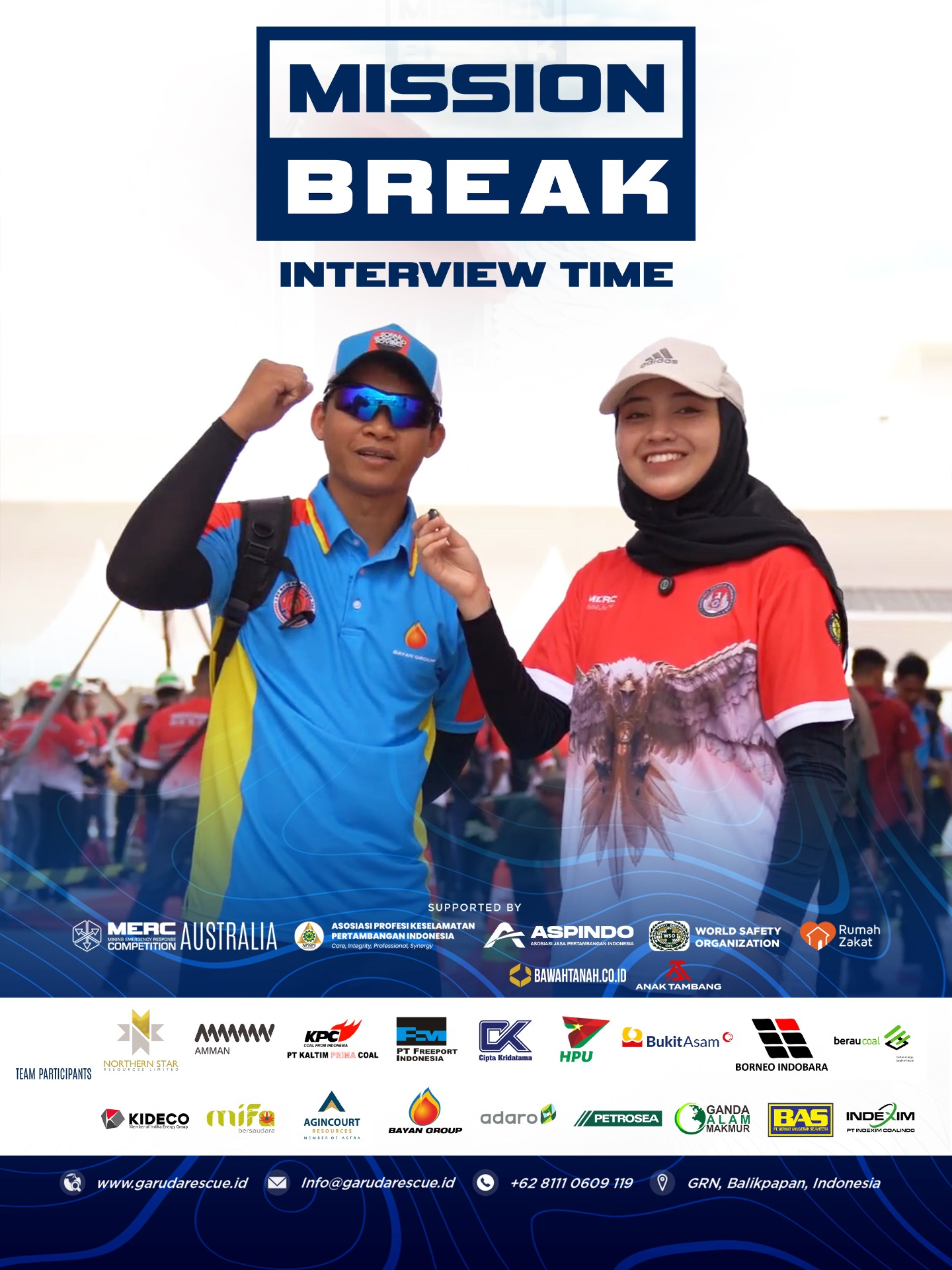 It’s time for a MISSION BREAK! Ini dia interview untuk Day 2 Challenge IMERC 2025! Gimana sih keseruannya? Yuk cek langsung di postingan kali ini! #GarudaRescueNusantara #GRN #IMERC #IndonesiaMiningEmergencyResponseCommunity #IMERCMissionBreak