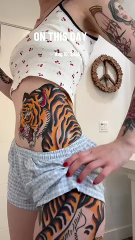 #onthisday time flies !! Tiger tattoo on me for 1️⃣ whole year 