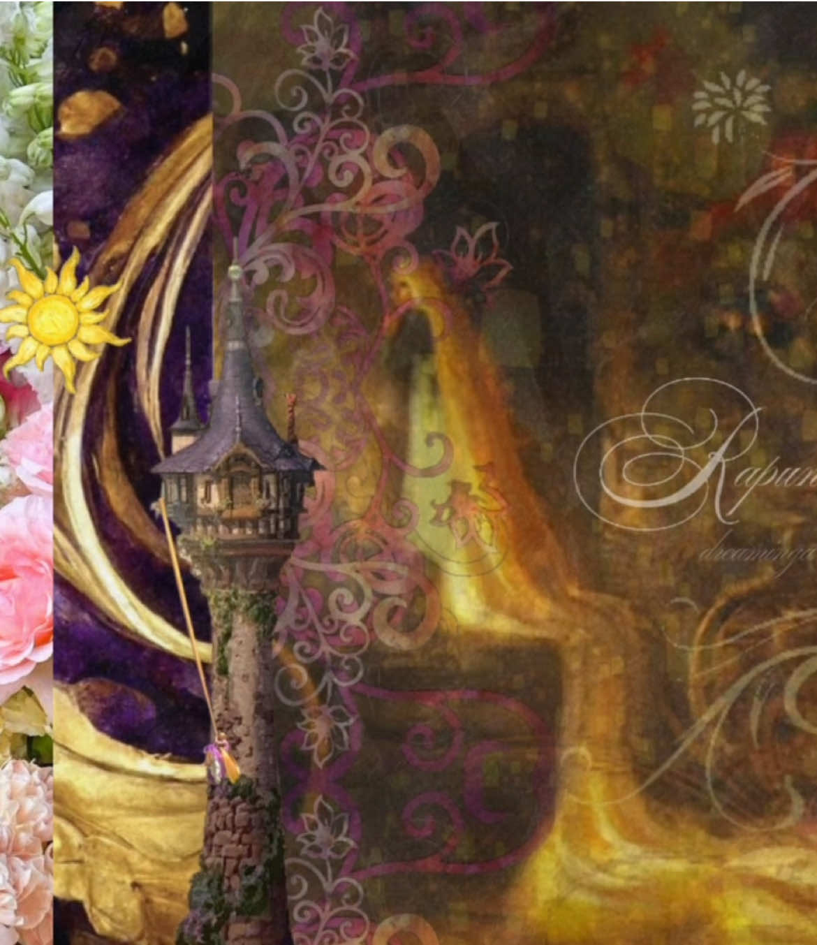 i promise i will get to ALL of your requests thank u sm for the suggestions #rapunzel #tangled #disney this one is sooo cluttered im not sure if i like it but i can always remake sometime i suppose #moodboard #mixedmedia 