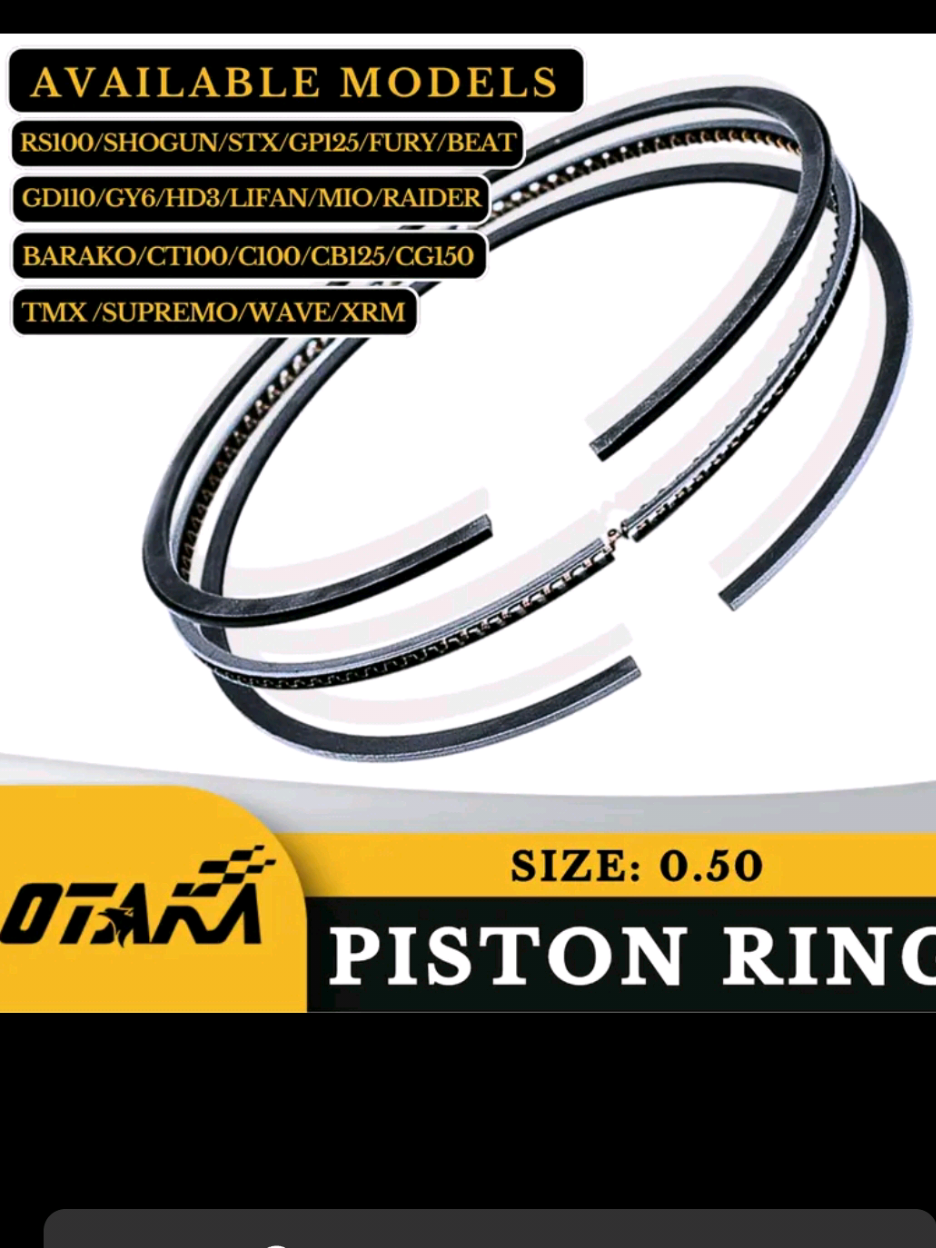 MOTORCYCLE PISTON RING 0.50 SIZE, Available All Model #motorcycleaccessories #pistonring #piston 