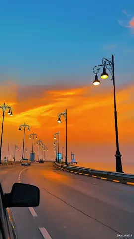 Golden Sky over King fahad Causeway 🇸🇦🇧🇭 #foryou #khobar #dammam #bahrain #riyadh 