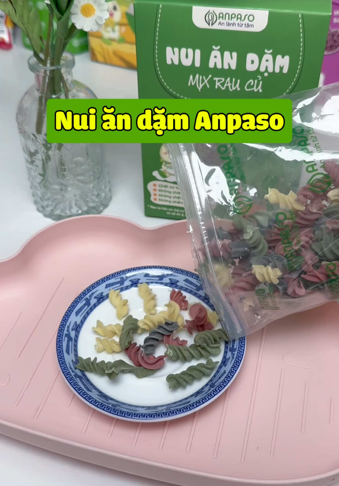 Ngày nào cũng cháo, có món gì đổi bữa cho con không nhỉ? Có ngay nui ăn dặm Anpaso mẹ nha! #nuiandamanpaso 