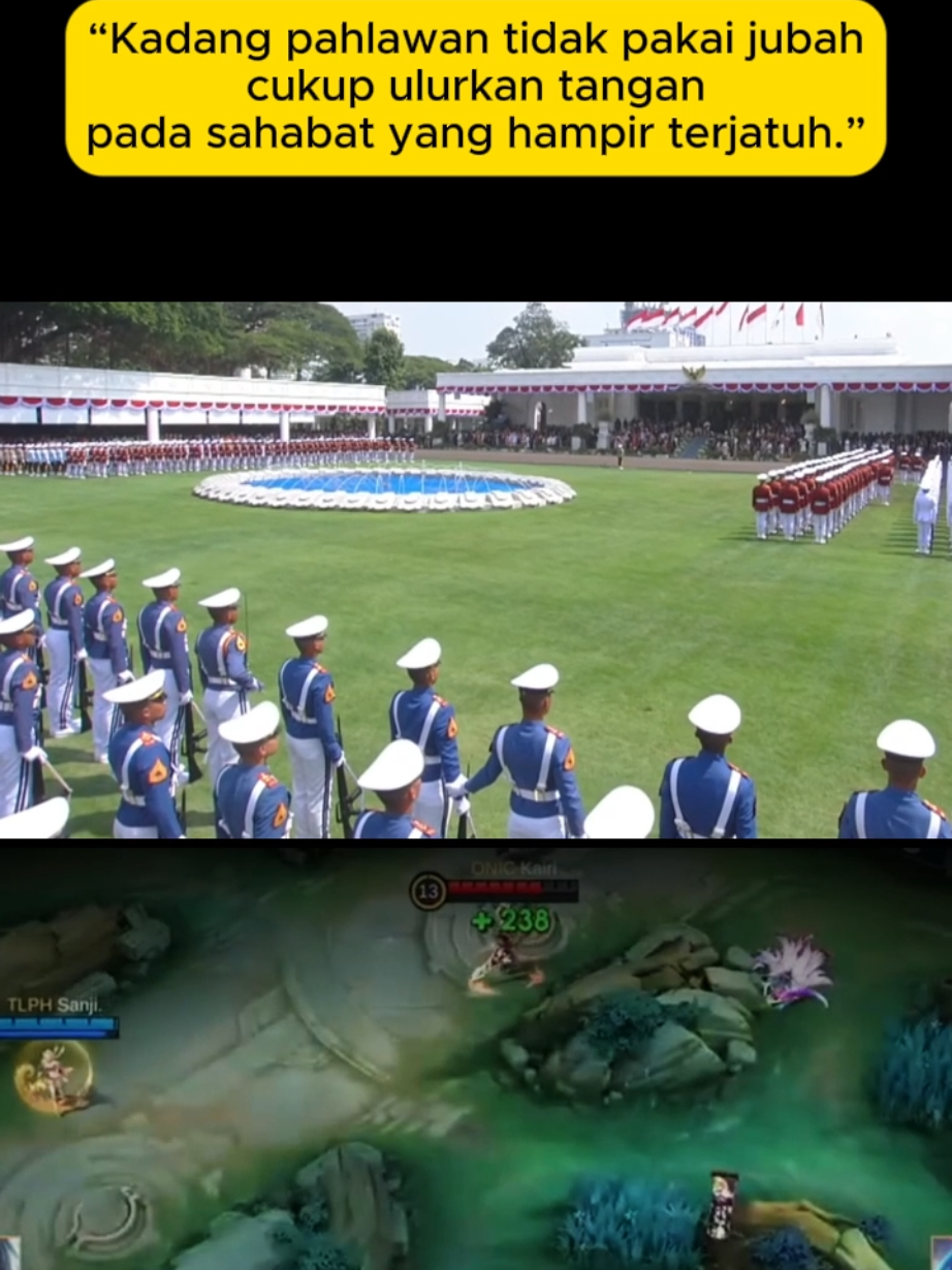 HUT RI peserta upacara ada yang hampir pingsan beruntung teman sebelahnya sigap menolong #hutri #MerdekaMabar #MobileLegendsBangBang #MLBB #fyp 