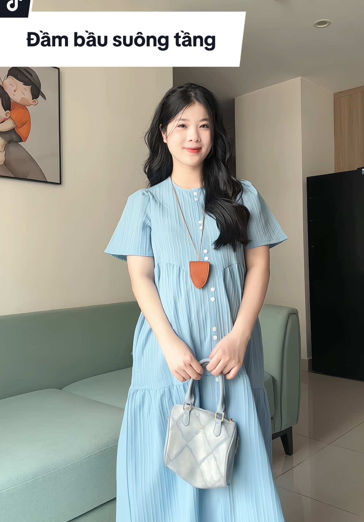 Đầm bầu babydoll suông tầng chất xốp hàn mặc nhẹ mát không nhăn thích lắm #hellobanhgao #mebau #vaybau #vaybauxinh #dambau 