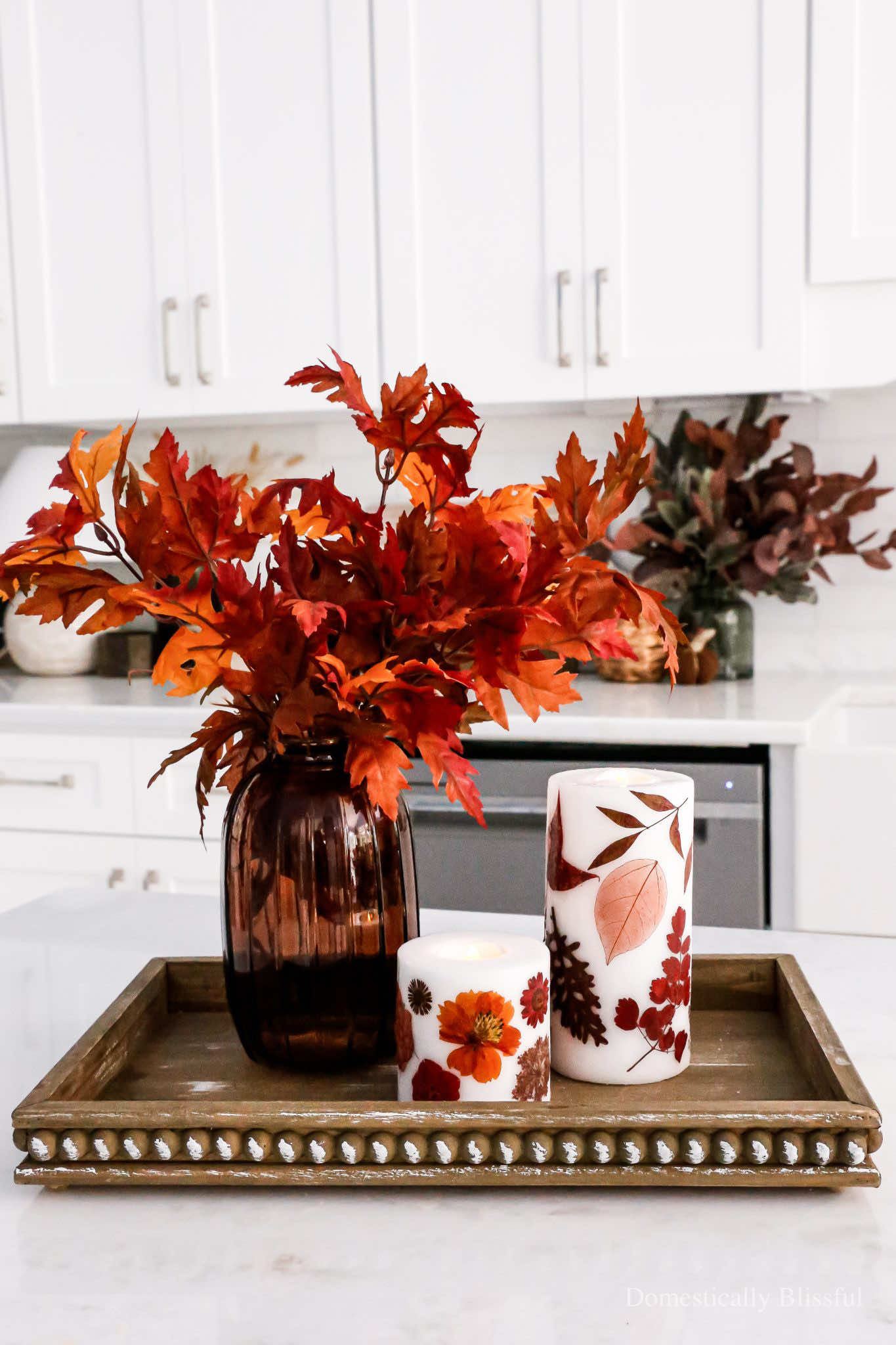 GO to my Profile + tap 🔗 + type “DIY Pressed Leaves and Flower Fall Candles” into the search bar for all of the details. 