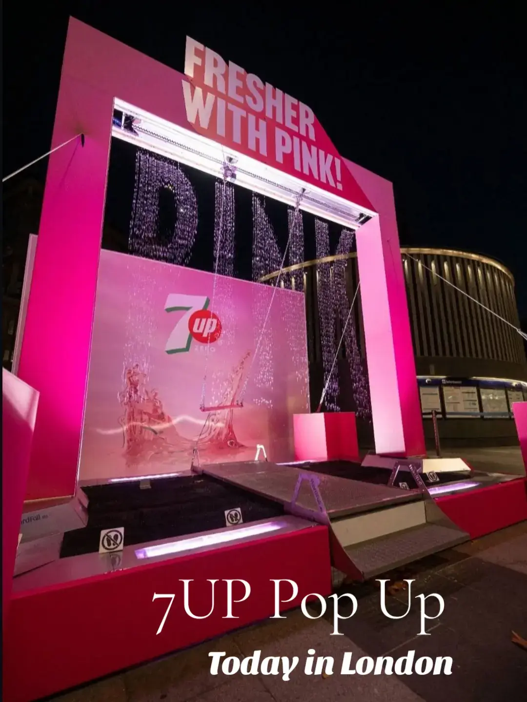 7UP Pop Up:  📆 17th August 📍King's Cross Square 🤍 7UP have another very fun pop up happening at King's cross 🤍 You'll get to Try out their pink lemonade if you haven't already 🤍 Enjoy their Immersive Playground and get some very cute pics and videos on their swing  @7UP #popupsinlondon #popup #londonpopups #londonpopup #7uppopuplondon 