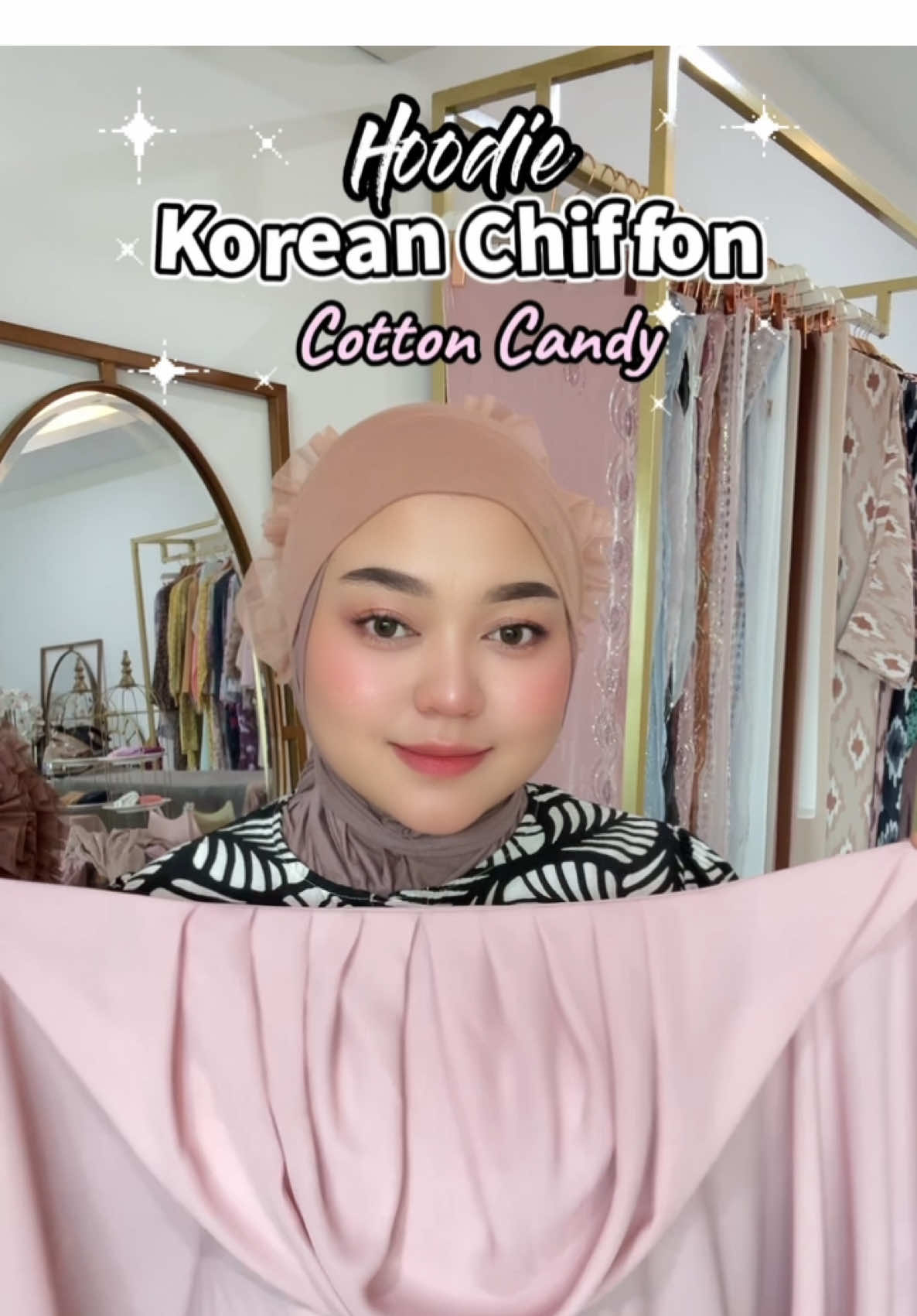 🐻🤎 Chah in code Cotton Candy for Korean Chiffon Hoodie big size 💖
