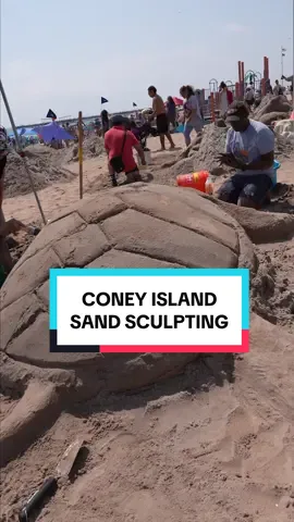 From piles of sand to Elton the turtle 🐢Some sculptors at the Coney Island Sand Sculpting Competition weren’t just building castles, they were also raising awareness for wildlife conservation. 🌊 #ConeyIsland #SandSculpting #seaturtle #fyp 