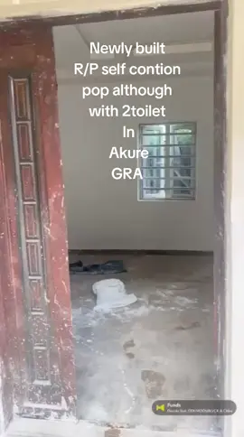 *Fresh update* *Dope newly built room and parlor self contained pop although  with all facilities, 2 toilets, no landlord,  Rent:-700k Location:-Alagbaka GRA  for more information call/whatsapp 09039923679 #alagainakure#alagainakuresouth#akure#toletinakure 