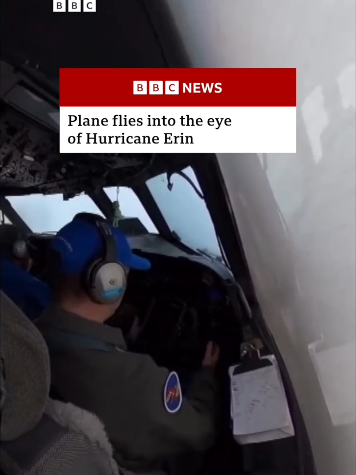 Hurricane Erin became a rare category five cyclone on Saturday night, but has now weakened to a category three. #Hurricane #HurricaneErin #Erin #HurricaneHunters #EyeOfHurricane #Storm #ExtremeWeather #Cyclone #BBCNews