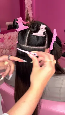Install a row of tapes with me🩷 Clean sectioning & proper placement are key to a comfortable, lasting, damage free install🔑 - #hair #hairextensions #fyp #tapeinstall #hairstyle 