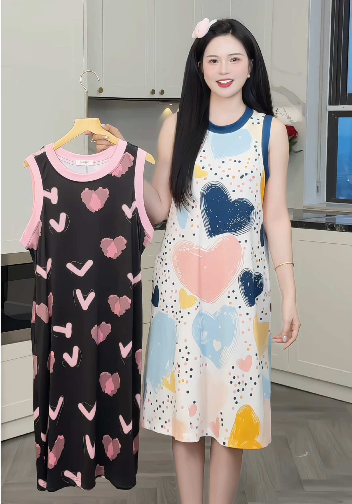 Đầm ngủ thun tăm cao cấp in hình dễ thương #champhanreview #pijama #vayngu 