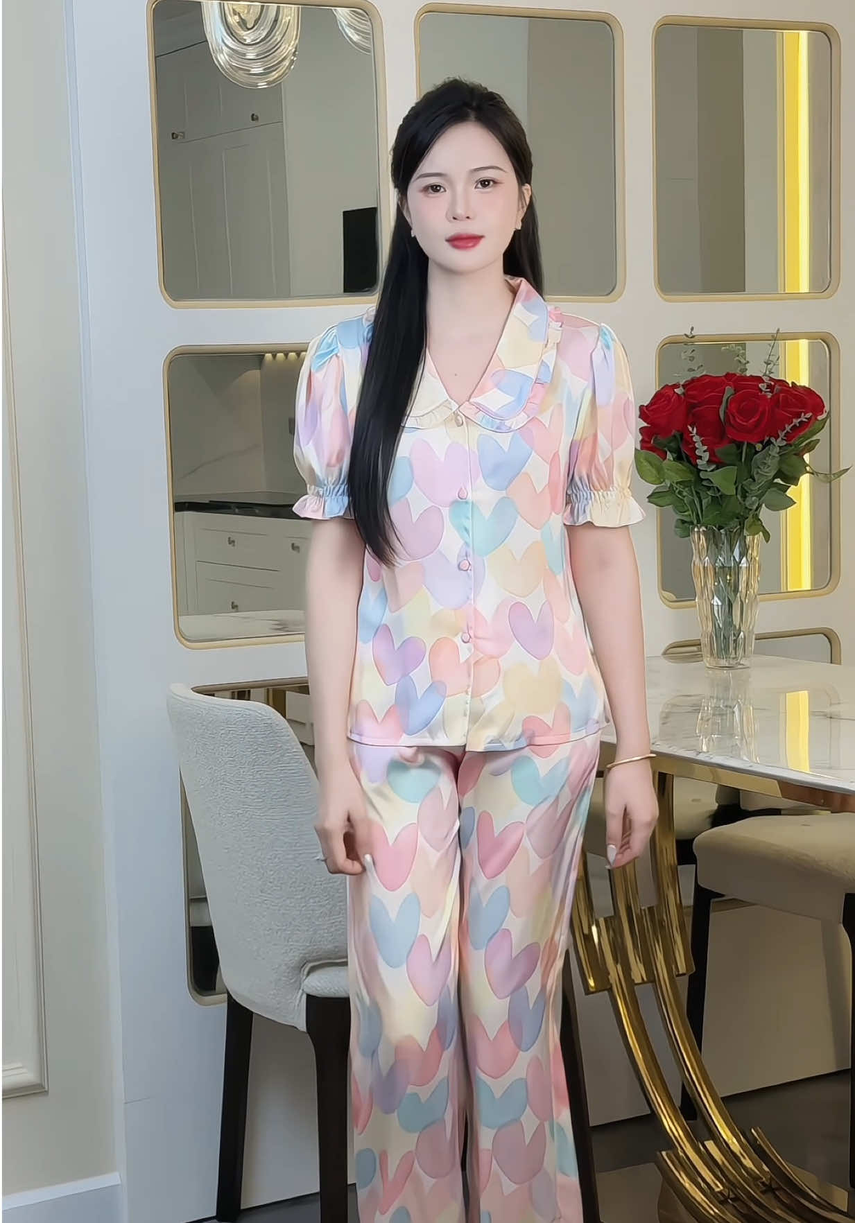 Đồ Bộ Pijama Nữ Tay Ngắn Phối cổ bèo #champhanreview #pijama 