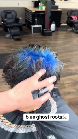 black on blue #ghostroots #blue #hairdye #hairtok #haircut #barber #art 