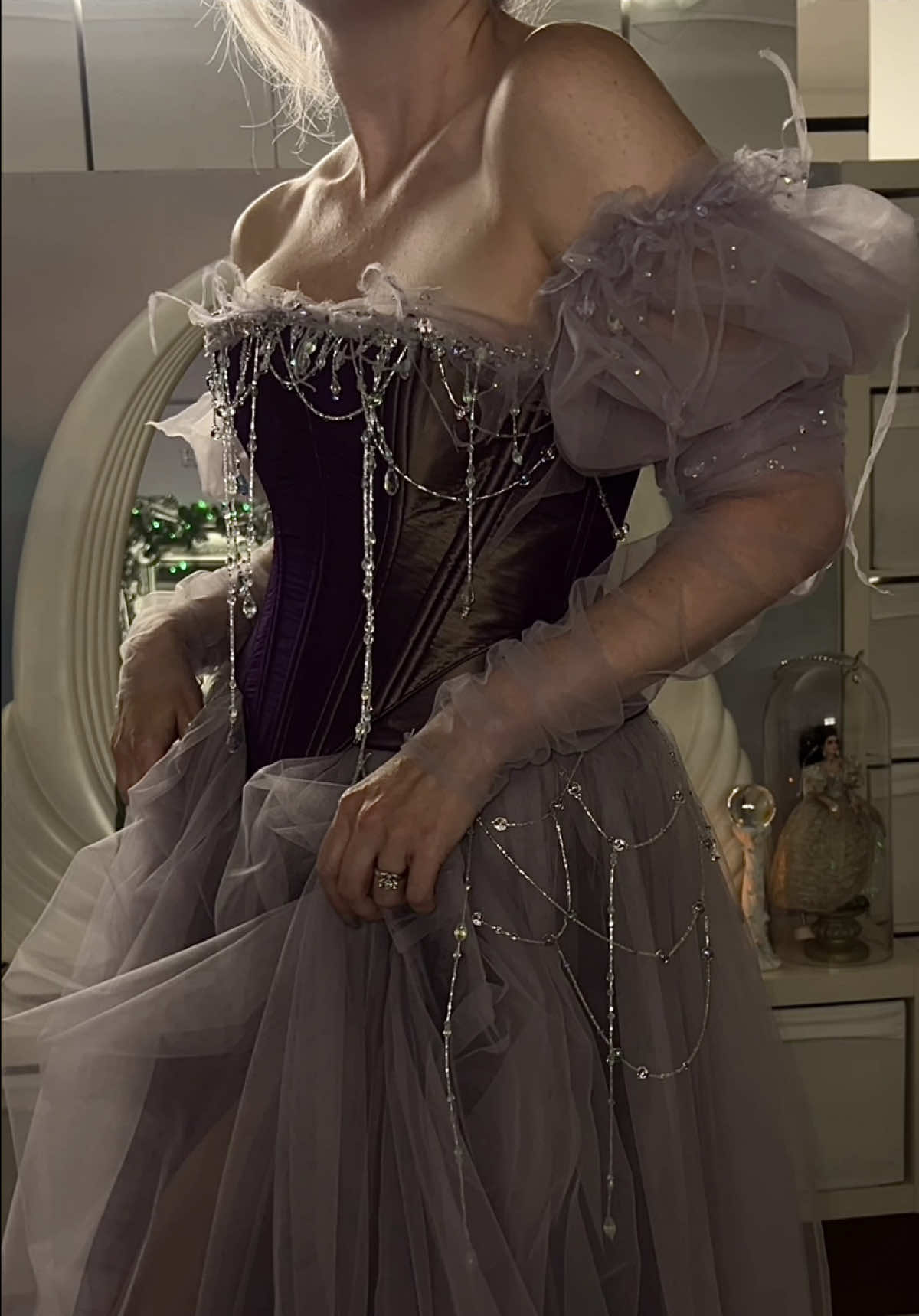 Ever wonder what a fairy godmother wears to a masquerade ball? Glittering cobwebs, dew drops 🕸️ For @The Labyrinth Masquerade Ball  #ethereal #fairygodmother #ballgown #labyrinthmasqueradeball 