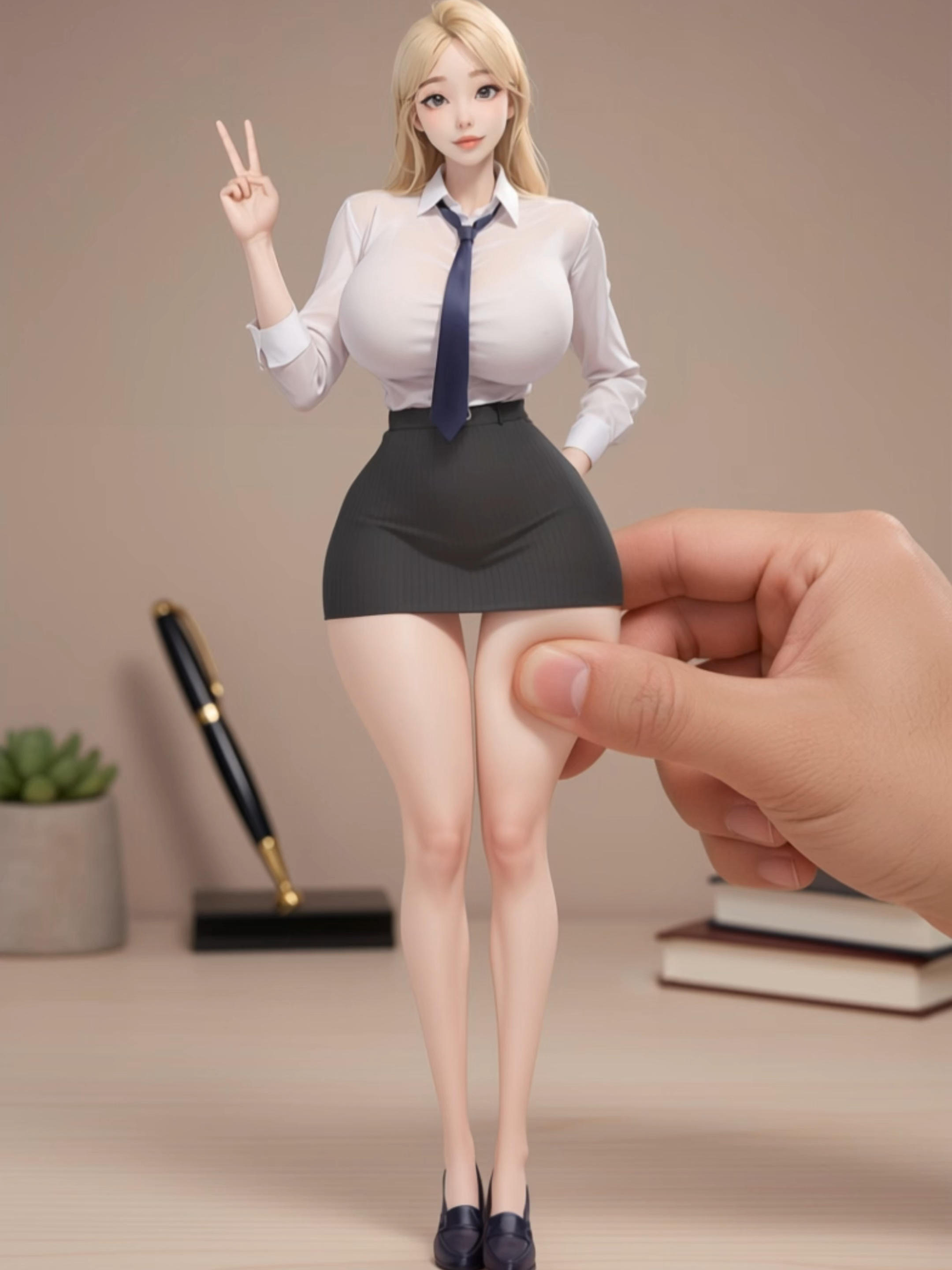 Elegant Office Lady Character Figure #businessattire #tie #whiteblouse #skirt #office #animefigure #pvc #collectible #photography #desk #stylish #kawaii